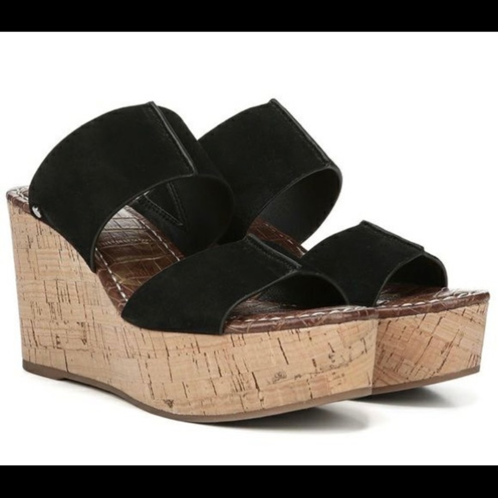 Sam Edelman Suede Platform Wedge Sandal - black size 5.5
